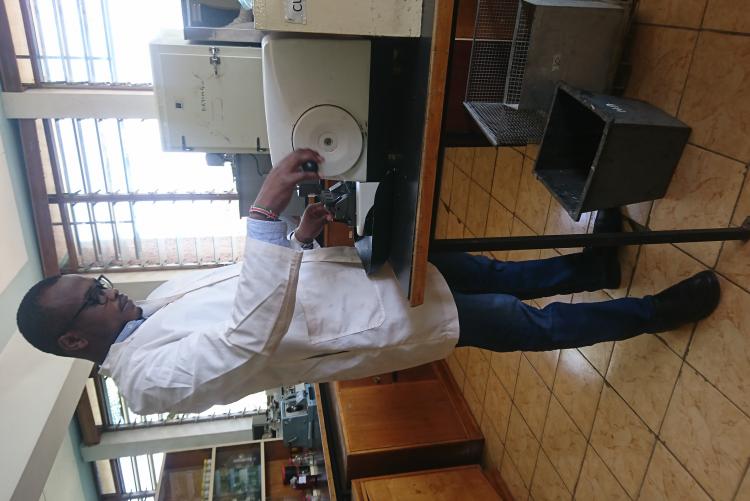 Anatomy Technologist Mr. Robert Chemjor Performs Tissue sectioning Using Rotary  Microtome