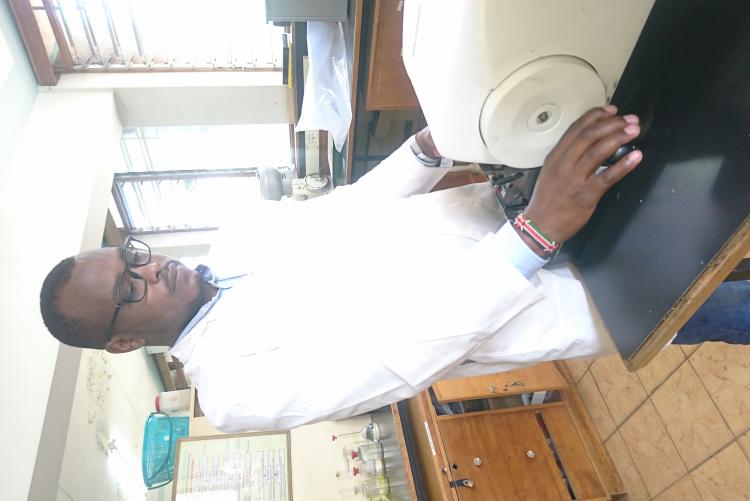 Anatomy Technologist Mr. Robert Chemjor Performs Tissue sectioning Using Rotary  Microtome