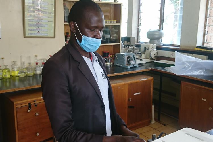 Mr. M. O. Onyango Performs Tissue sectioning Using Rotary  Microtome