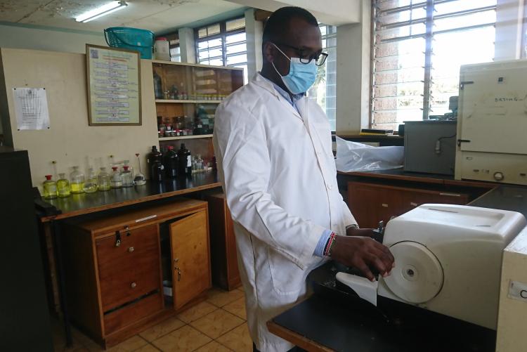 Anatomy Technologist Mr. Robert Chemjor Performs Tissue sectioning Using Rotary  Microtome