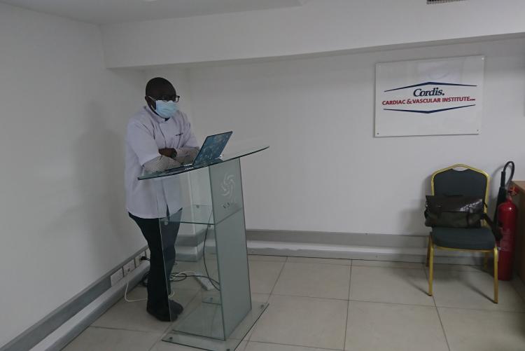 PROF. OBIMBO  M. M.  PRESENTS TO THE SURGEONS IN A TRAINING AT THE NAIROBI SURGICAL SKILLS CENTER - UON IN PROGRESS