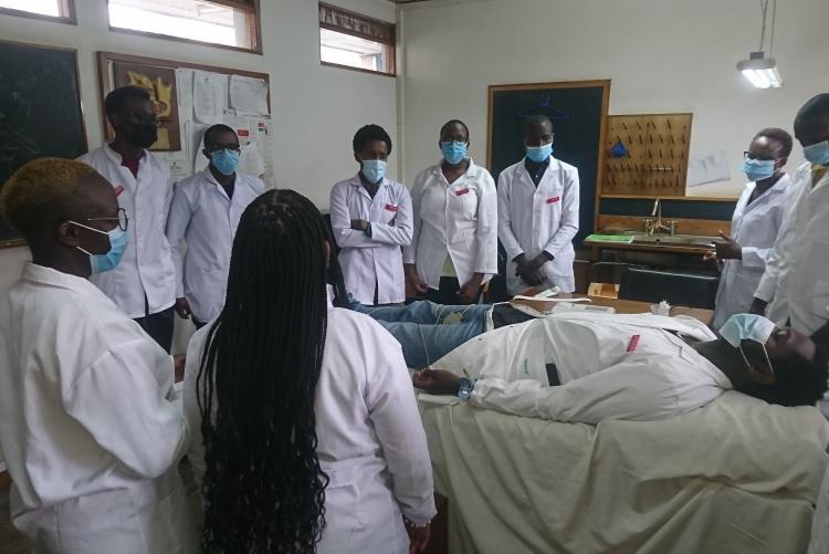 MEDICAL PHYSIOLOGY STUDENTS PERFORMS ELECTROCARDIOGRAM PRACTICAL IN THE MED. PHYSIOLOGY LABORATORY
