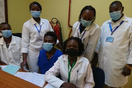 Certificate  in Mortuary Science course students: Japheth K., Mercy M.,  Elizabeth N., Serah Ngethe and Patricia N. under the cordination of Jecinta Waciuri and Robert Chemjor on practical rotation at Chiromo Funeral Palour