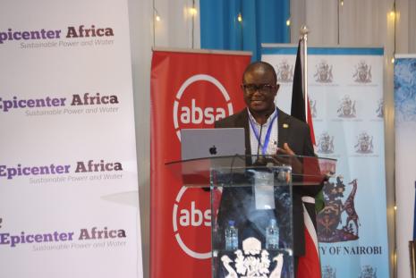 Prof. Obimbo giving a presentation at Taifa Hall during Nairobi Innovation Week