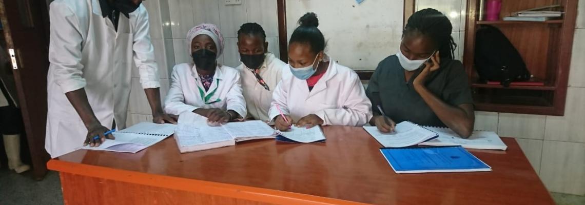 Mortuary Science (CMS) course students: Japheth K., Mercy M., Elizabeth N., Serah Ngethe and Patricia N. Certiﬁcate in Mortuary Science course students: Japheth K., Mercy M., Elizabeth N., Serah Ngethe and Patricia N. under the cordination of Jecinta Waciuri and Robert Chemjor on practical rotation at Chiromo Funeral Palour.